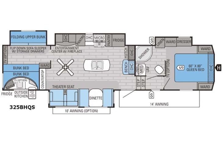 Representative floor plan provided by a trusted RVshare partner.
