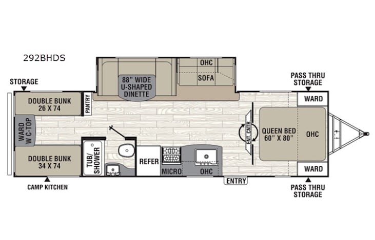 Representative floor plan provided by a trusted RVshare partner.