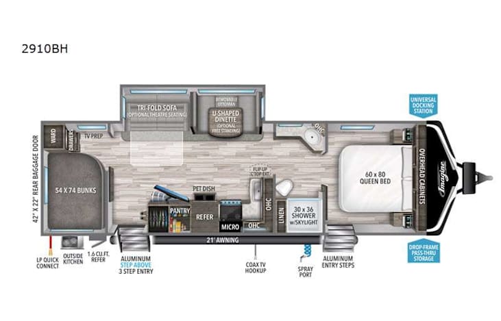 Representative floor plan provided by a trusted RVshare partner.