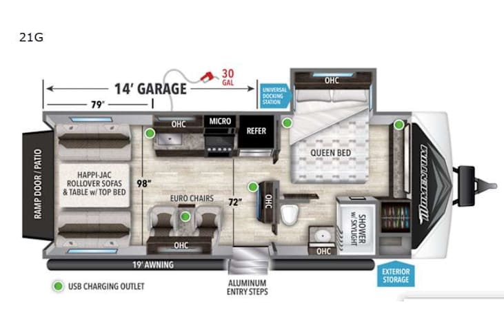 Representative floor plan provided by a trusted RVshare partner.