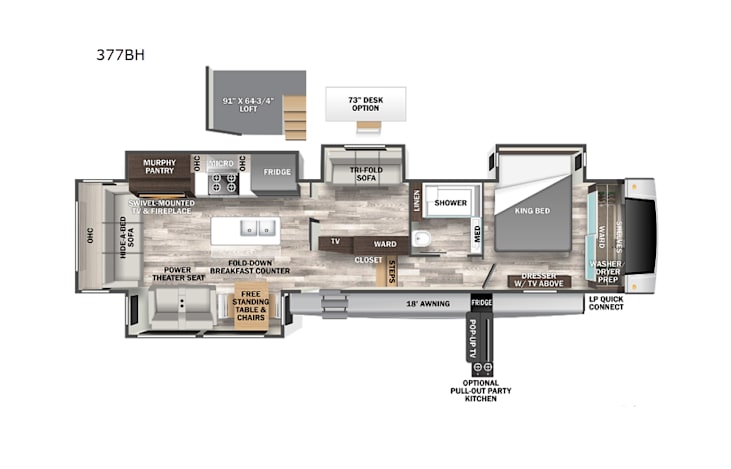 Representative floor plan provided by a trusted RVshare partner.