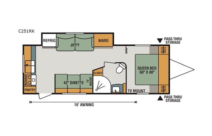 Representative floor plan provided by a trusted RVshare partner.