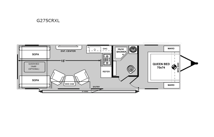 Representative floor plan provided by a trusted RVshare partner.