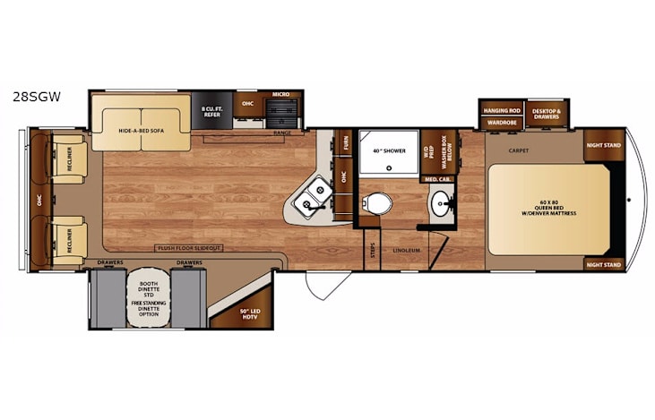 Representative floor plan provided by a trusted RVshare partner.