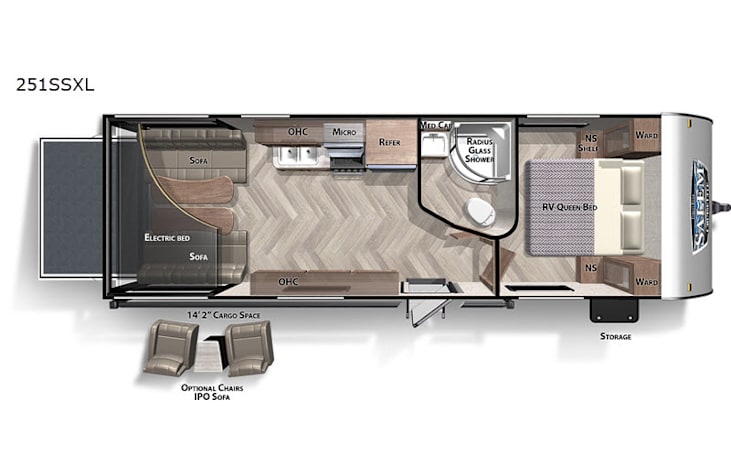 Representative floor plan provided by a trusted RVshare partner.
