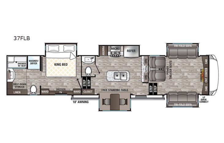 Representative floor plan provided by a trusted RVshare partner.