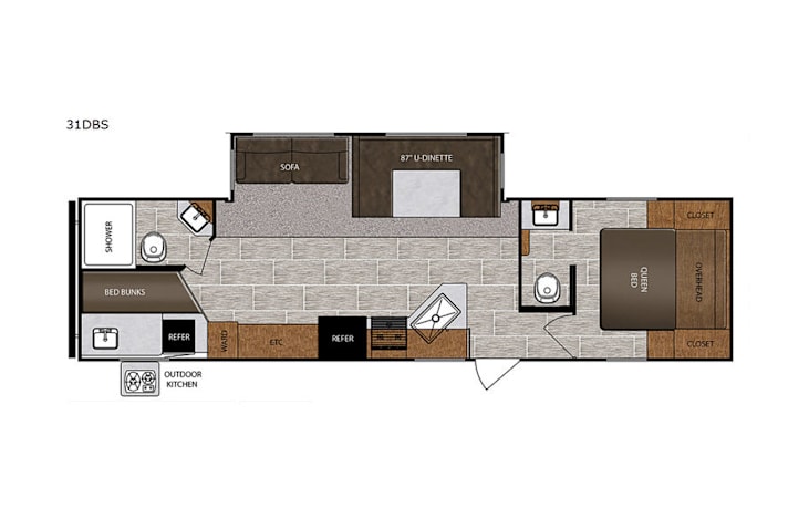 Representative floor plan provided by a trusted RVshare partner.