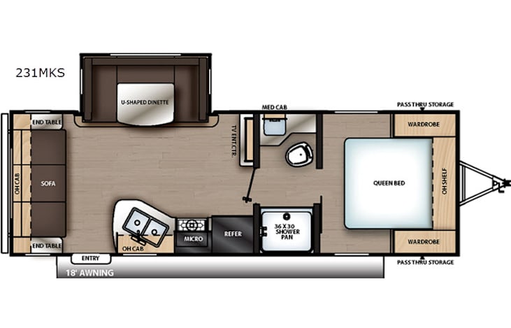 Representative floor plan provided by a trusted RVshare partner.