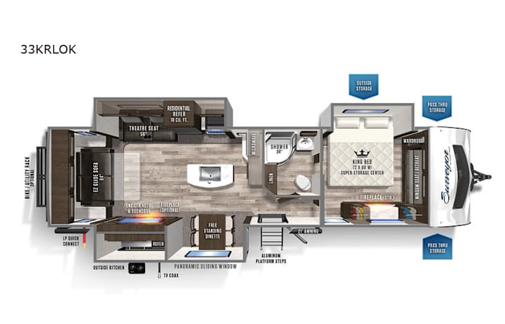 Representative floor plan provided by a trusted RVshare partner.