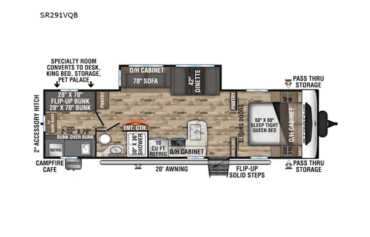 Representative floor plan provided by a trusted RVshare partner.