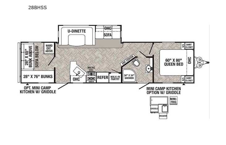 Representative floor plan provided by a trusted RVshare partner.