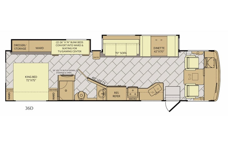 Representative floor plan provided by a trusted RVshare partner.