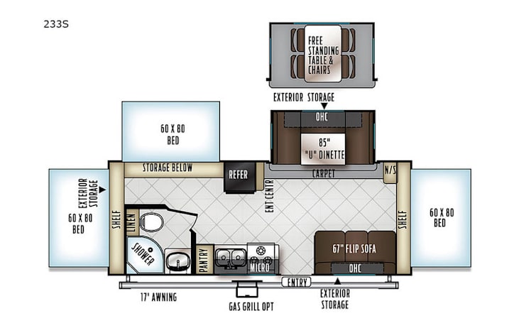 Representative floor plan provided by a trusted RVshare partner.