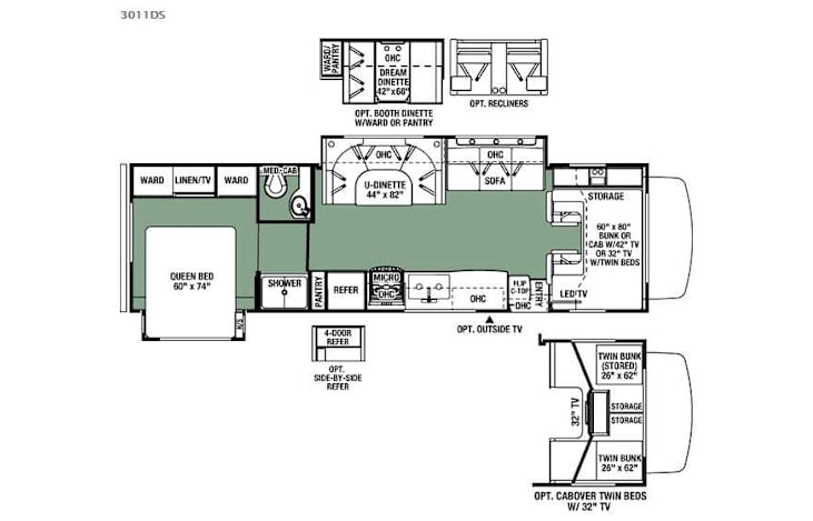 Representative floor plan provided by a trusted RVshare partner.