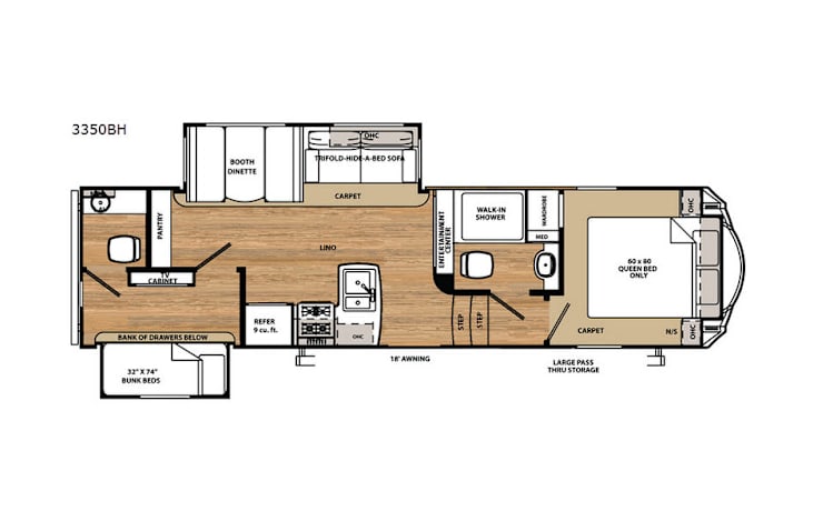 Representative floor plan provided by a trusted RVshare partner.