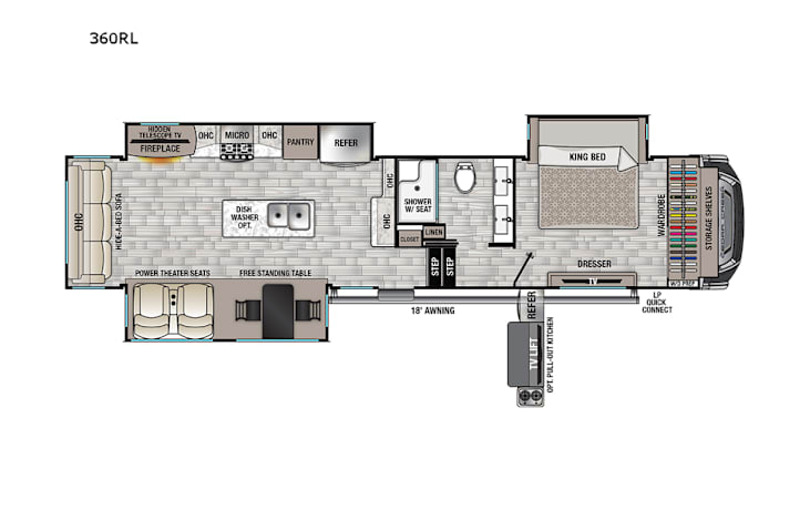 Representative floor plan provided by a trusted RVshare partner.