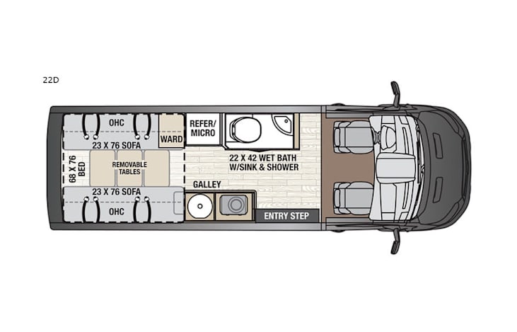 Representative floor plan provided by a trusted RVshare partner.