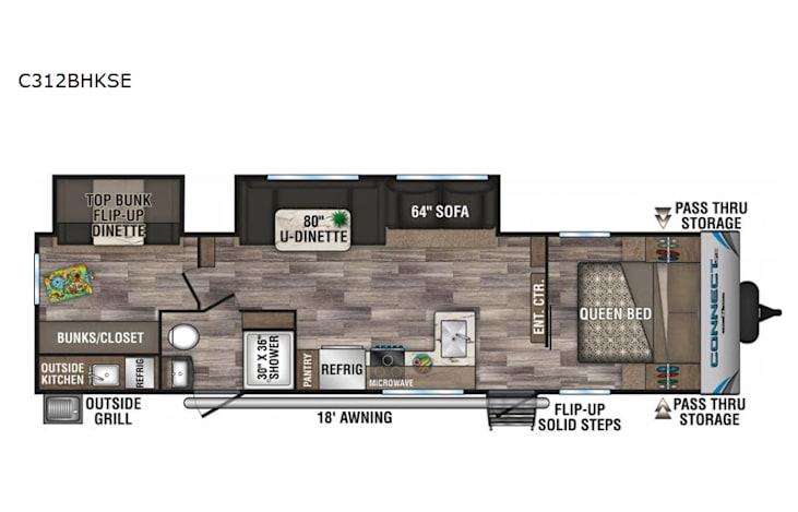 Representative floor plan provided by a trusted RVshare partner.
