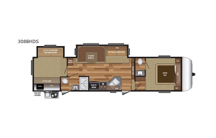 Representative floor plan provided by a trusted RVshare partner.