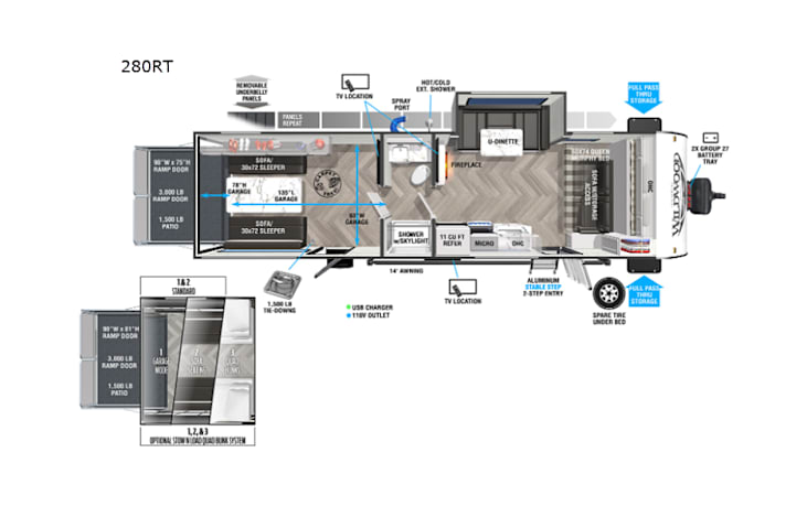 Representative floor plan provided by a trusted RVshare partner.