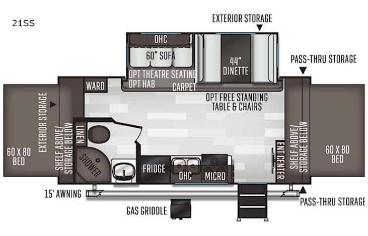 Representative floor plan provided by a trusted RVshare partner.